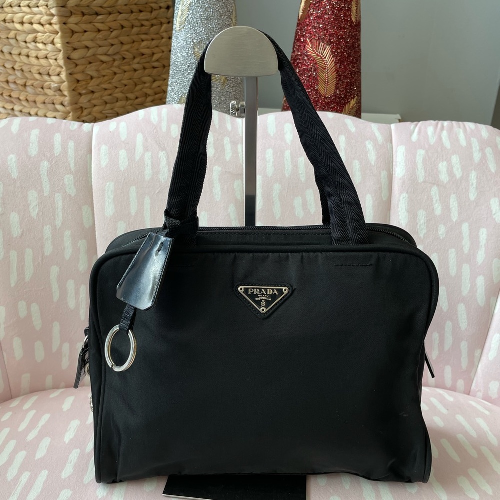 Prada Nylon Vela Nero Small Tote Bag with  Lock Black
